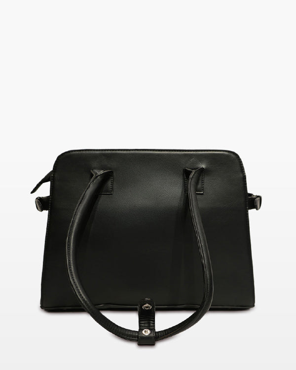 Classic Vegan Leather Handbag - Black