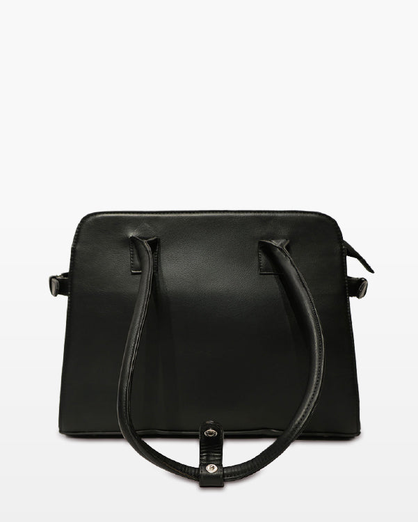 Classic Vegan Leather Handbag - Black
