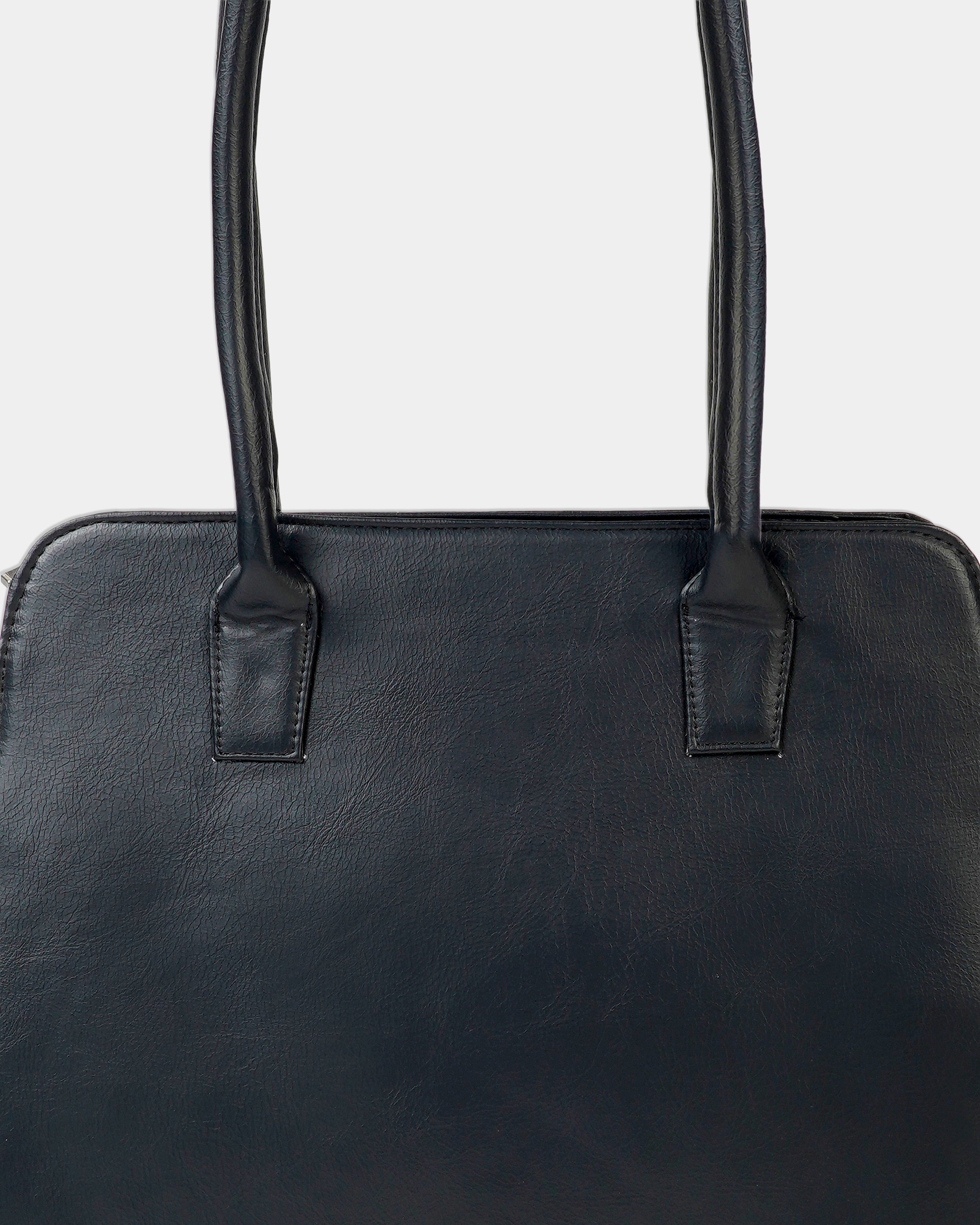 Classic Vegan Leather Handbag - Black