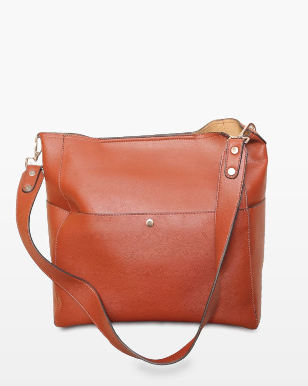 Rust Vegan Leather Shoulder Bag