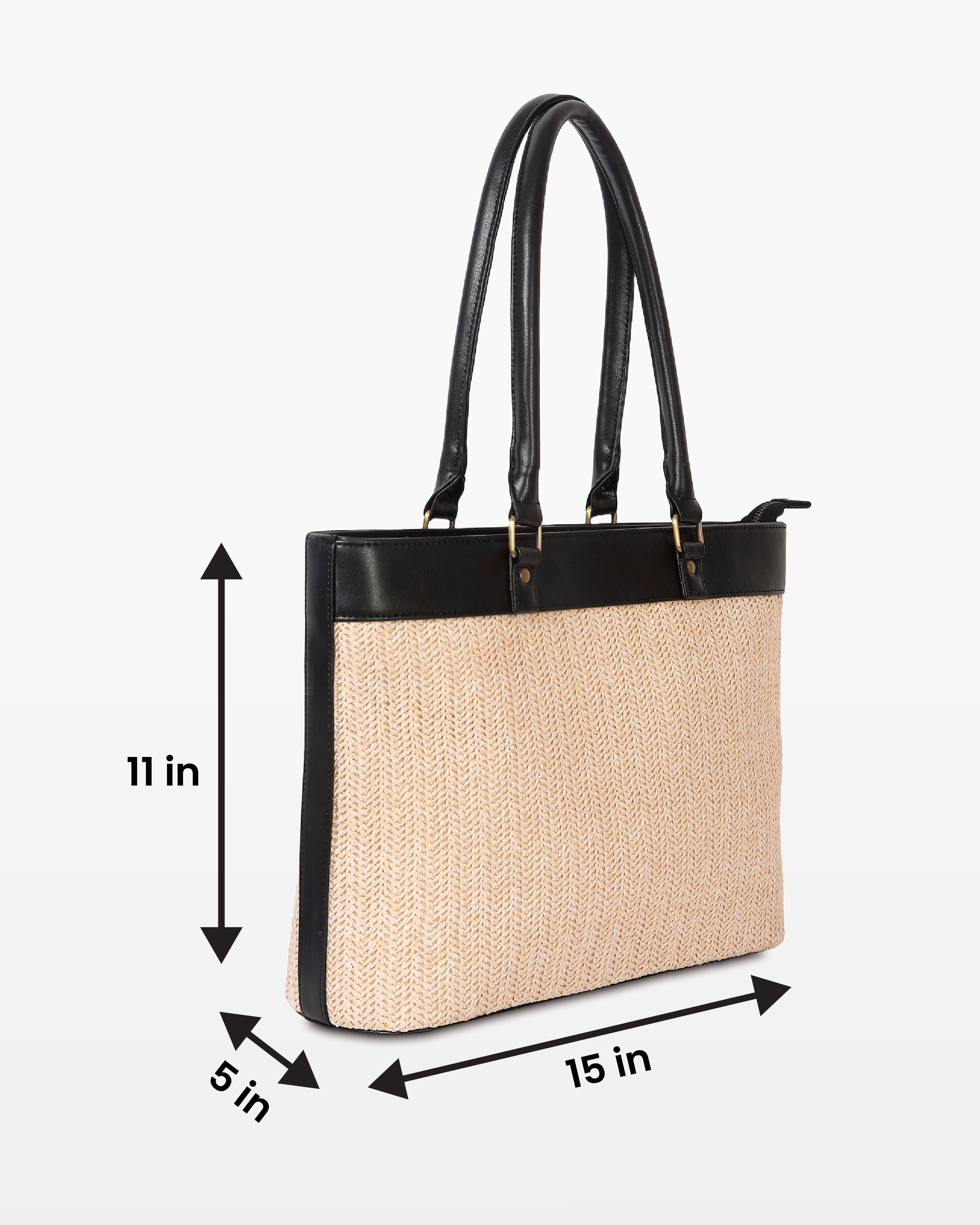 Structured Raffia Tote – Noir Edition