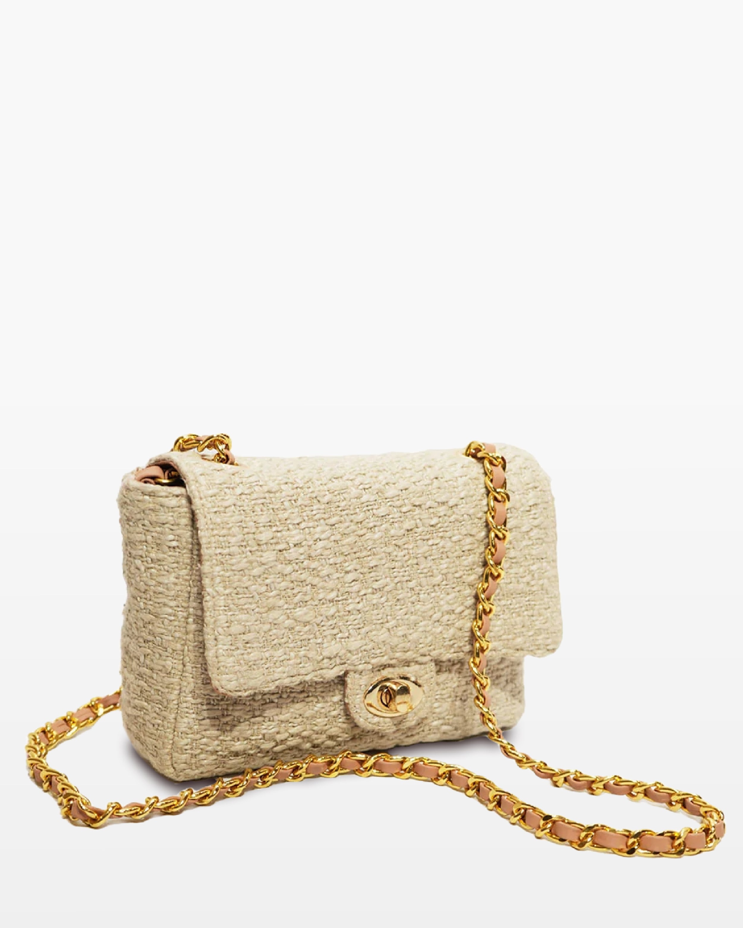 Golden Beige Woven Crossbody