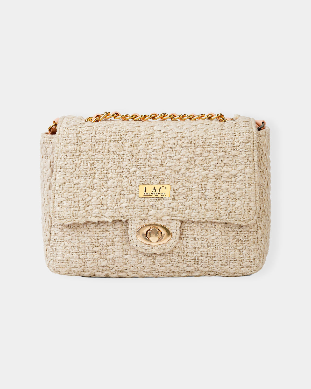Golden Beige Woven Crossbody