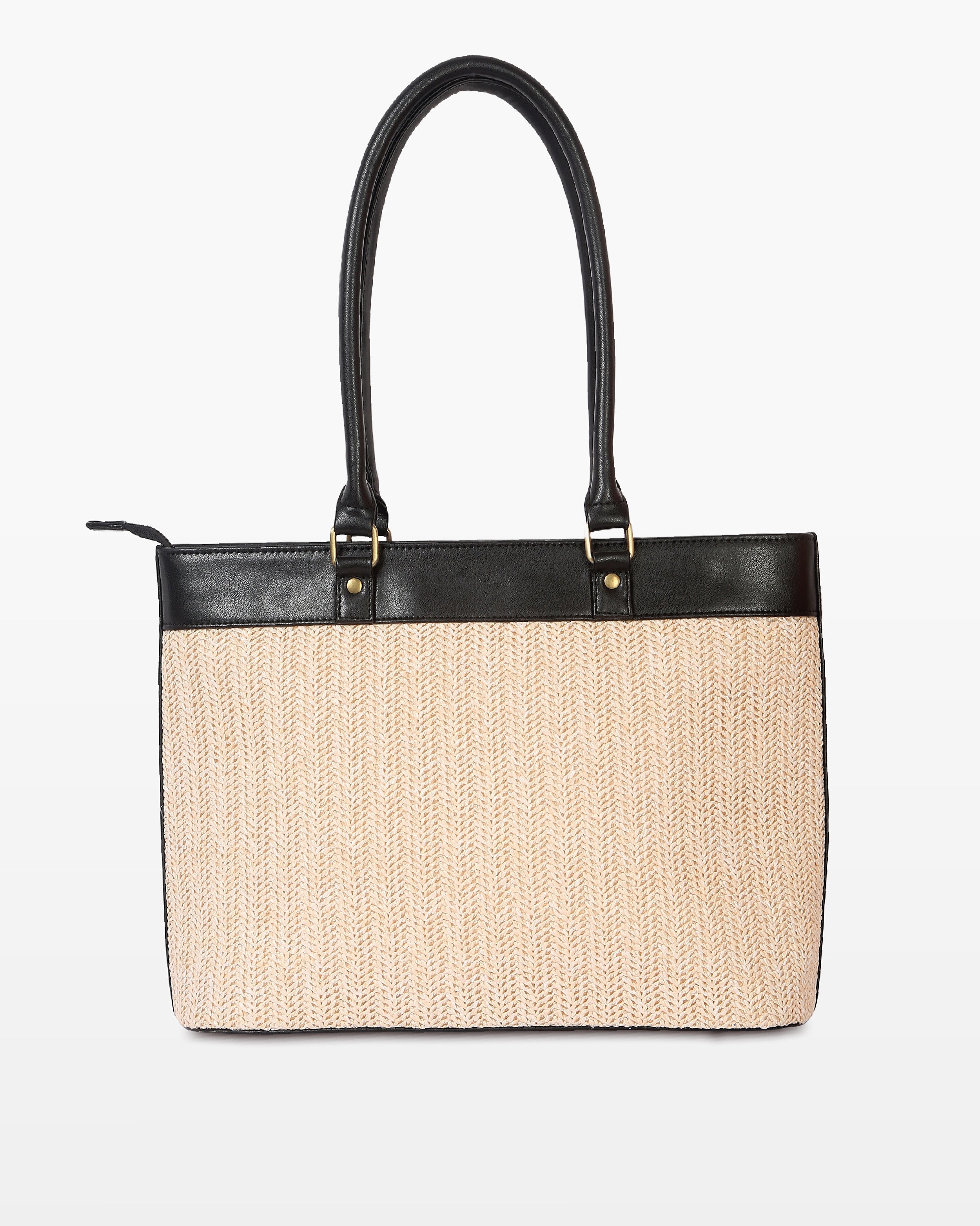 Structured Raffia Tote – Noir Edition