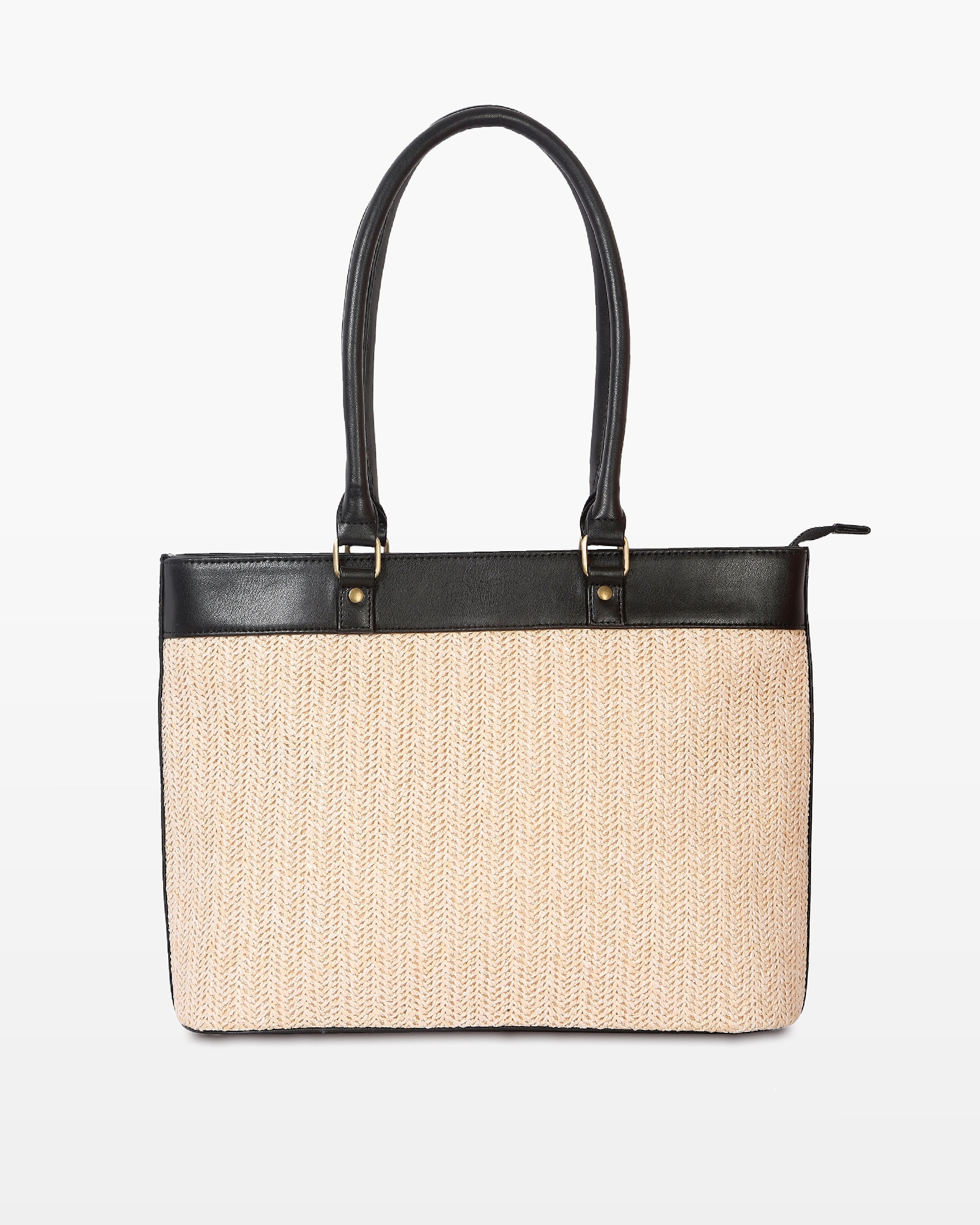 Structured Raffia Tote – Noir Edition